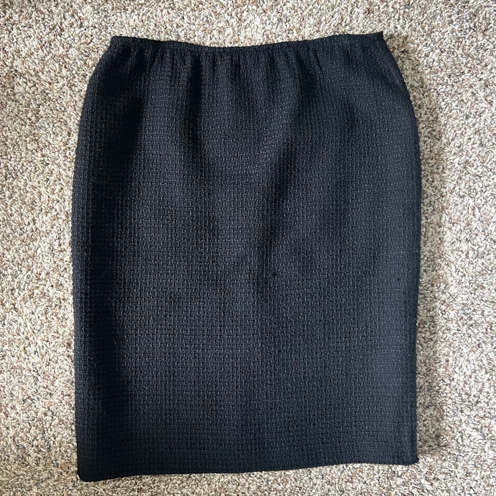 Lafayette 148 New York Black Textured Pencil Skirt